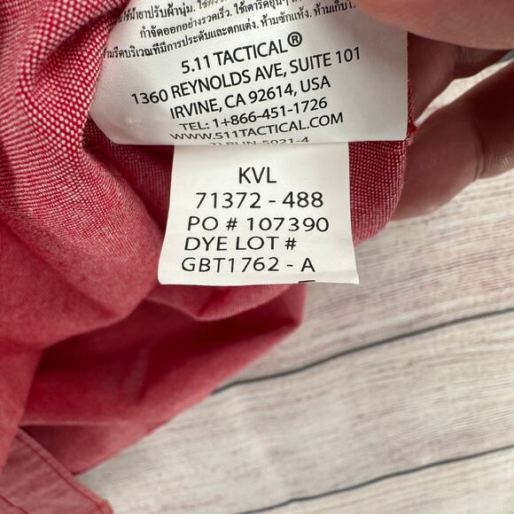 5.11 Tactical Ares Short Sleeve Shirt Mens Medium Pink Red Snap Down - Picture 8 of 10